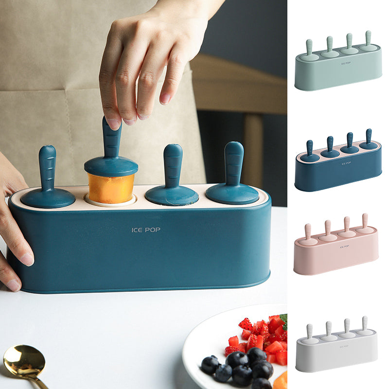 Harrow Silicone Popsicle Mold Set with Catch Tray Flexible Ice Cream Maker 4 Colors