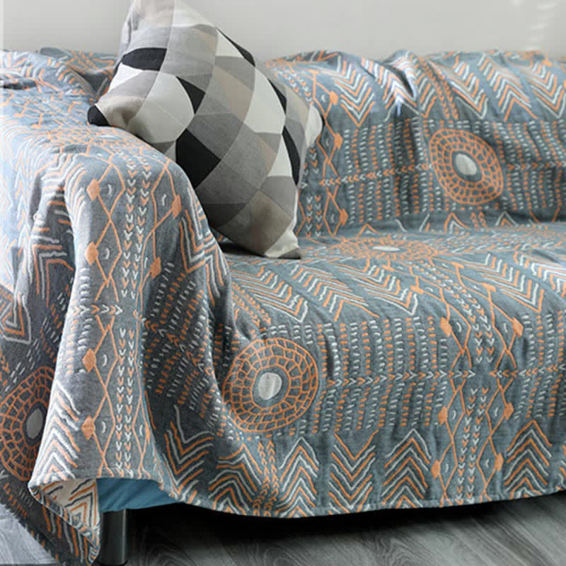 Reversible Cotton Striped Blanket Ultra-Plush Throw Sofa Cover Multiple Sizes