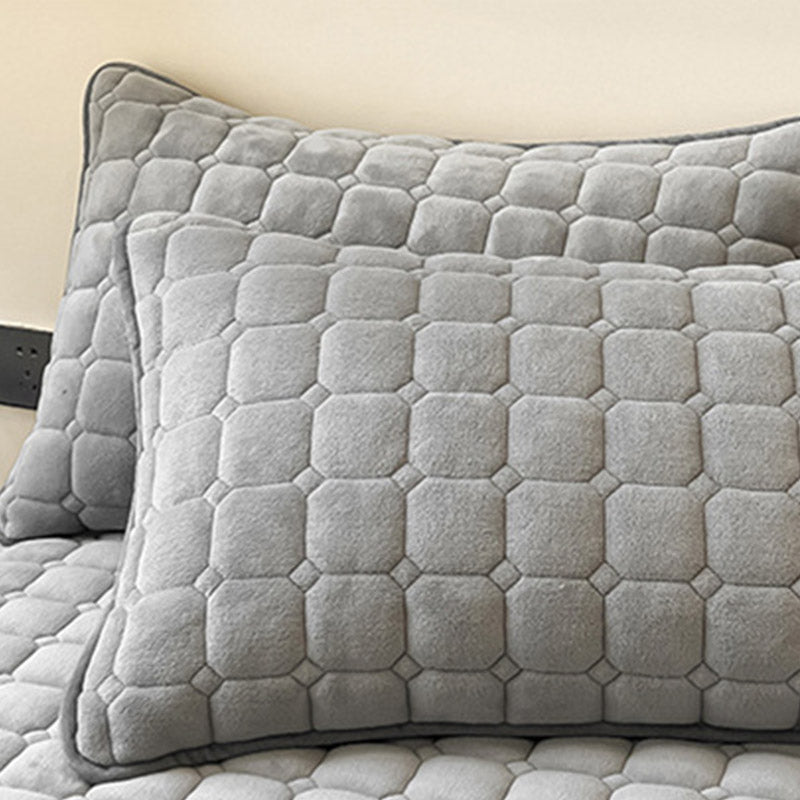 Soft Plush Square-Textured Bedspread Throw Blanket 79x90 Inches Multiple Colors