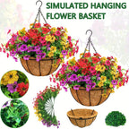 EterniBloom Artificial Hanging Flower Basket with 12 Silk Flowers Weatherproof UV-Resistant Decor