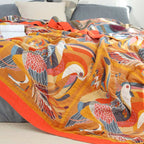 Reversible Organic Cotton Quilt with Toucan Bird Pattern Soft Breathable Eco-Friendly