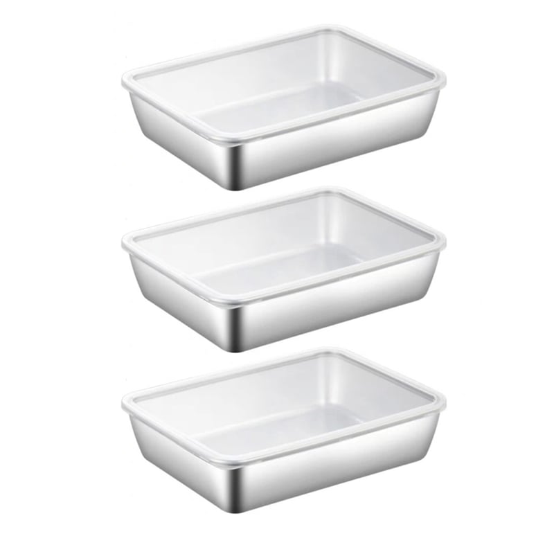 Stainless Steel Food Storage Containers Set 3/6 Pcs Durable Reusable Eco-Friendly Dishwasher Safe