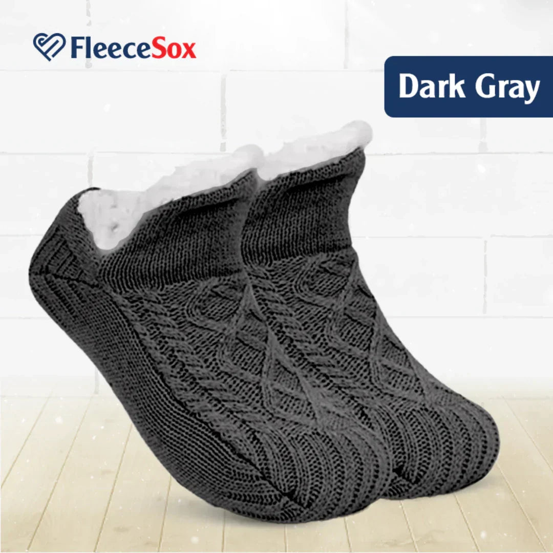Fleece-Lined Thermal Slipper Socks Non-Slip Grips Warm Cozy Indoor Socks Acrylic Polyester