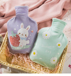 Bowlift Ladies Hot Water Bottle Soft Fabric Cover Leak-Proof Animal Design Cozy Warmth