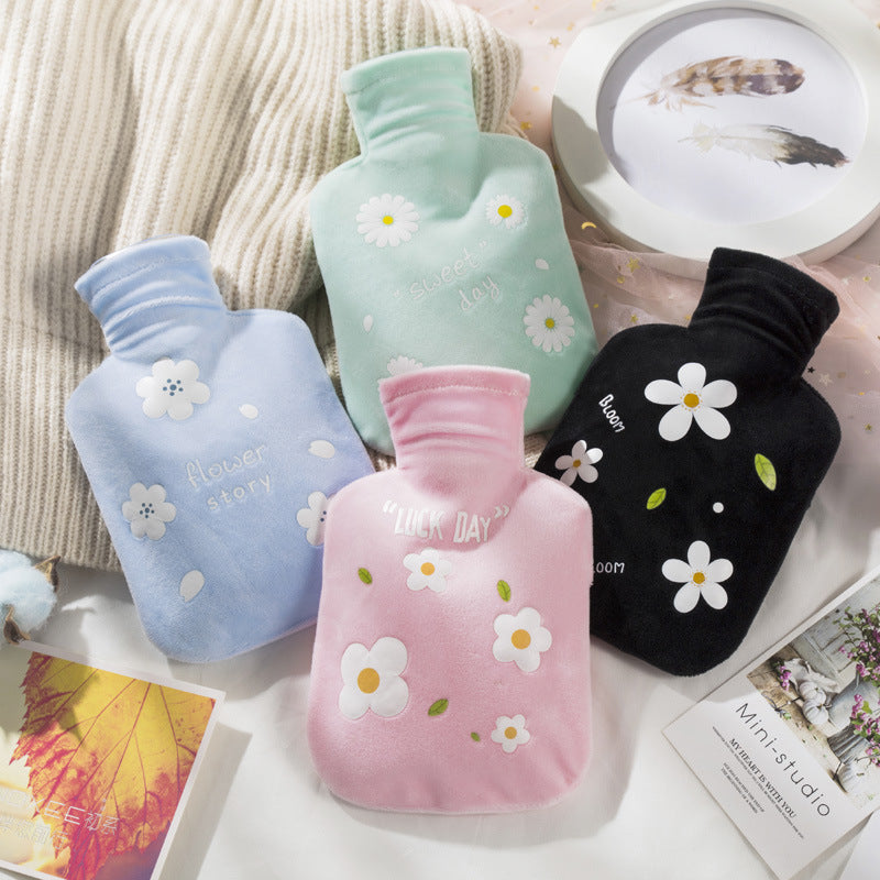 Bowlift Ladies Hot Water Bottle Soft Fabric Cover Leak-Proof Animal Design Cozy Warmth