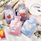 Bowlift Ladies Hot Water Bottle Soft Fabric Cover Leak-Proof Animal Design Cozy Warmth