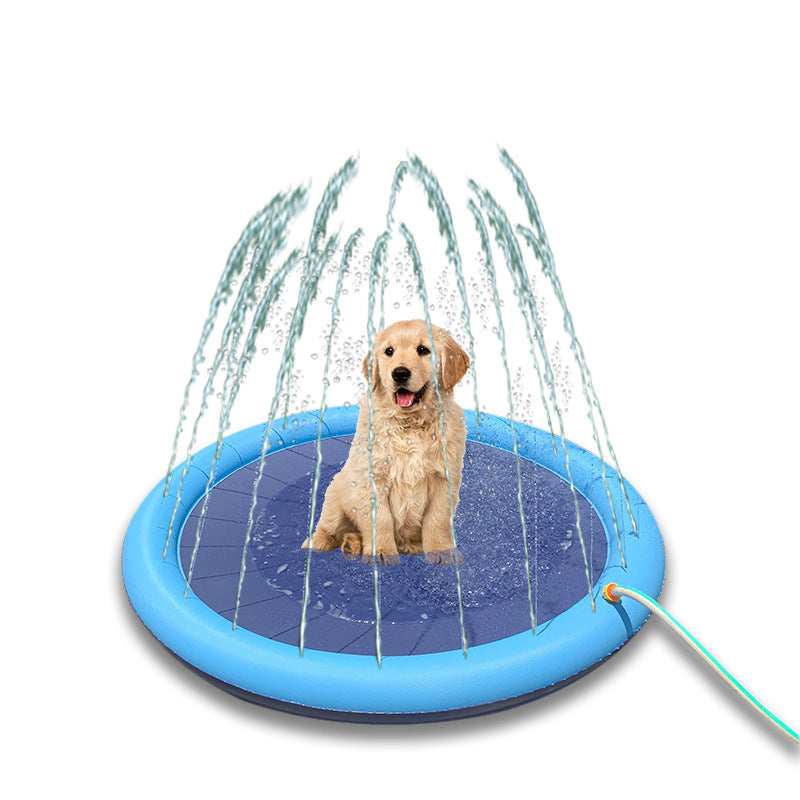 Dog Swimming Pool with Sprinkler System Durable PVC Outdoor Pet Splash Pad for Medium to Large Dogs