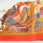 Reversible Organic Cotton Quilt with Toucan Bird Pattern Tropical Design Queen King