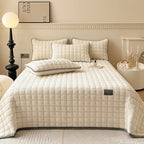 Soft Plush Square-Textured Bedspread Throw Blanket 79x90 Inches Multiple Colors