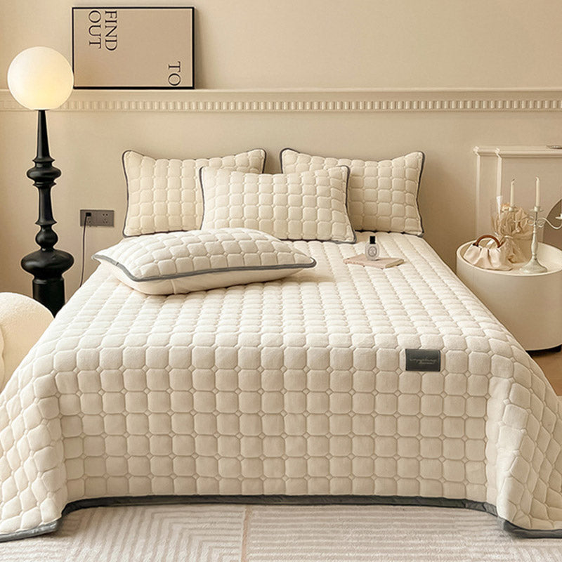 Soft Plush Square-Textured Bedspread Throw Blanket 79x90 Inches Multiple Colors