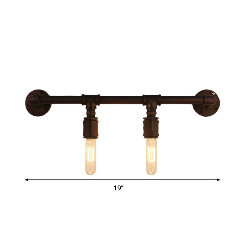 Industrial Black Metal Wall Light Straight Pipe Wall Sconce 2/4/6 Bulbs E26/E27 Indoor Fixture