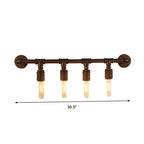 Industrial Black Metal Wall Light Straight Pipe Wall Sconce 2/4/6 Bulbs E26/E27 Indoor Fixture