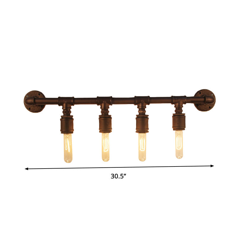 Industrial Black Metal Wall Light Straight Pipe Wall Sconce 2/4/6 Bulbs E26/E27 Indoor Fixture