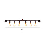 Industrial Black Metal Wall Light Straight Pipe Wall Sconce 2/4/6 Bulbs E26/E27 Indoor Fixture