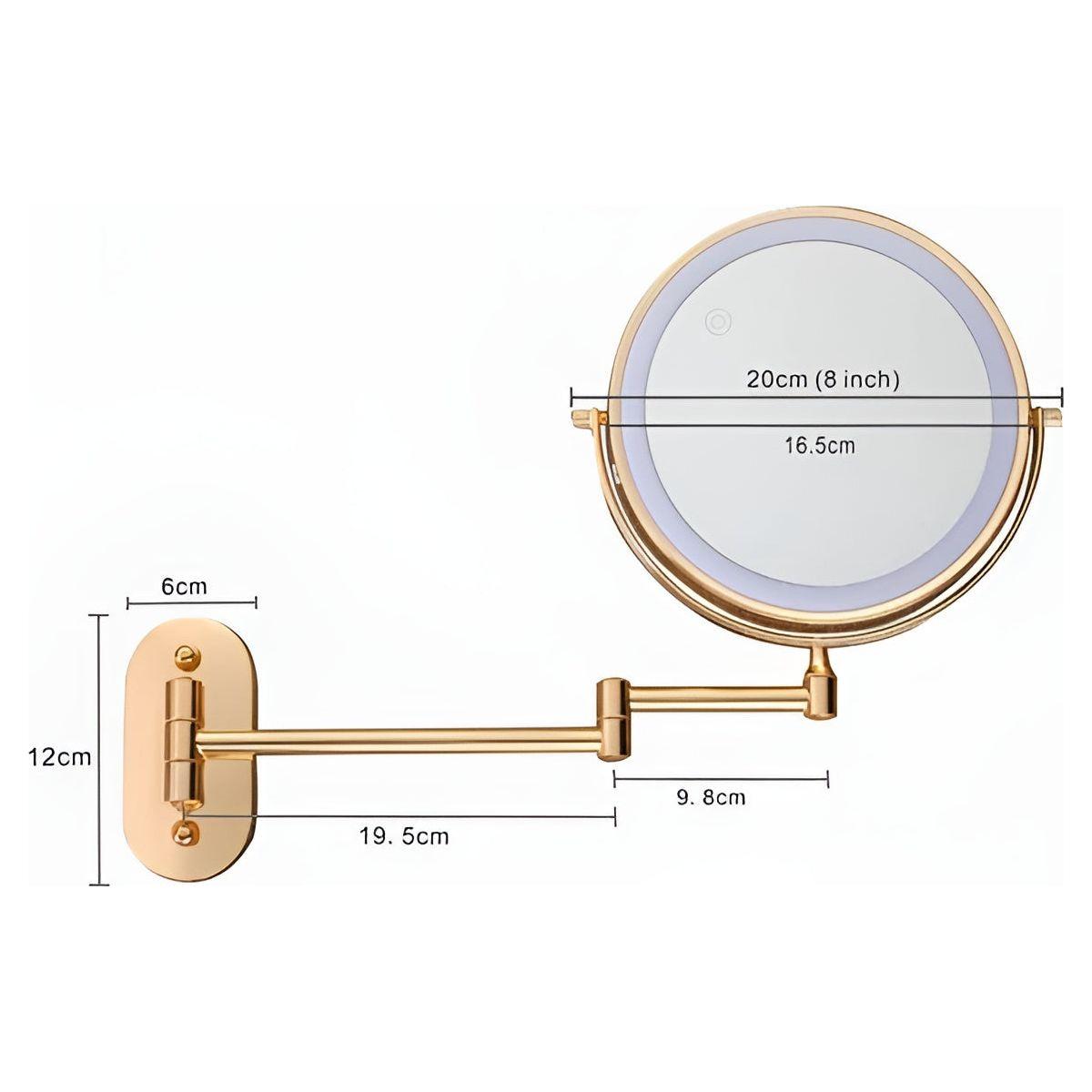 Rechargeable Foldable LED Makeup Mirror with 10x Magnification and Adjustable Brightness
