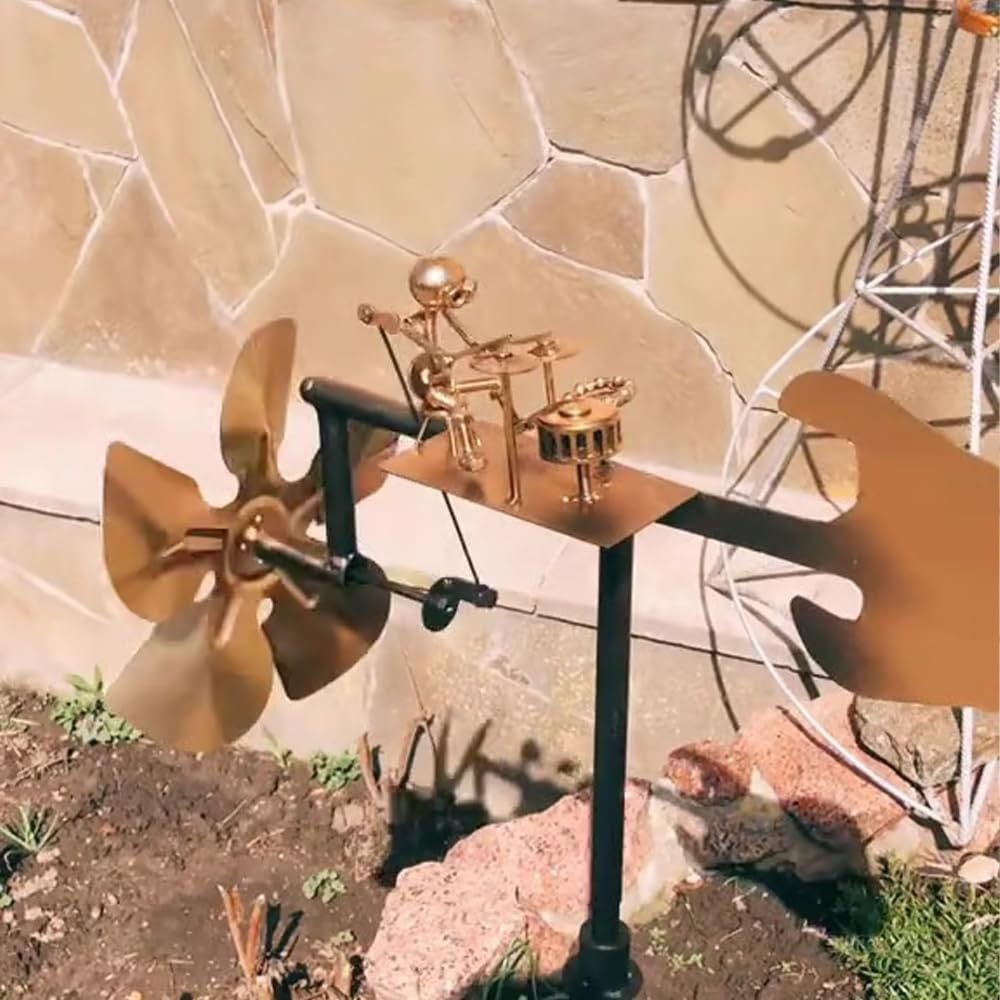 WindRock Hand-Welded Steel Guitar Wind Spinner with Stake for Garden Balcony Outdoor Decor