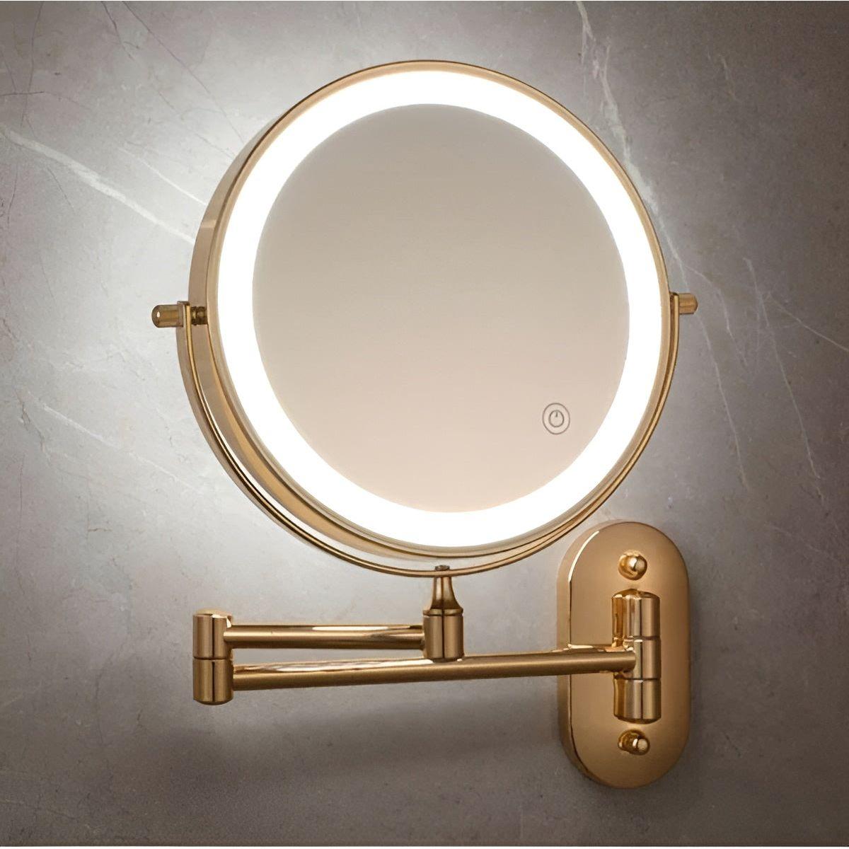Rechargeable Foldable LED Makeup Mirror with 10x Magnification and Adjustable Brightness