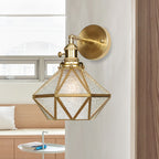 Geometric Brass Wall Sconce Prismatic Glass Shade 1 Bulb Modern Wall Mount Light Fixture