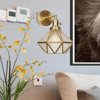 Geometric Brass Wall Sconce Prismatic Glass Shade 1 Bulb Modern Wall Mount Light Fixture
