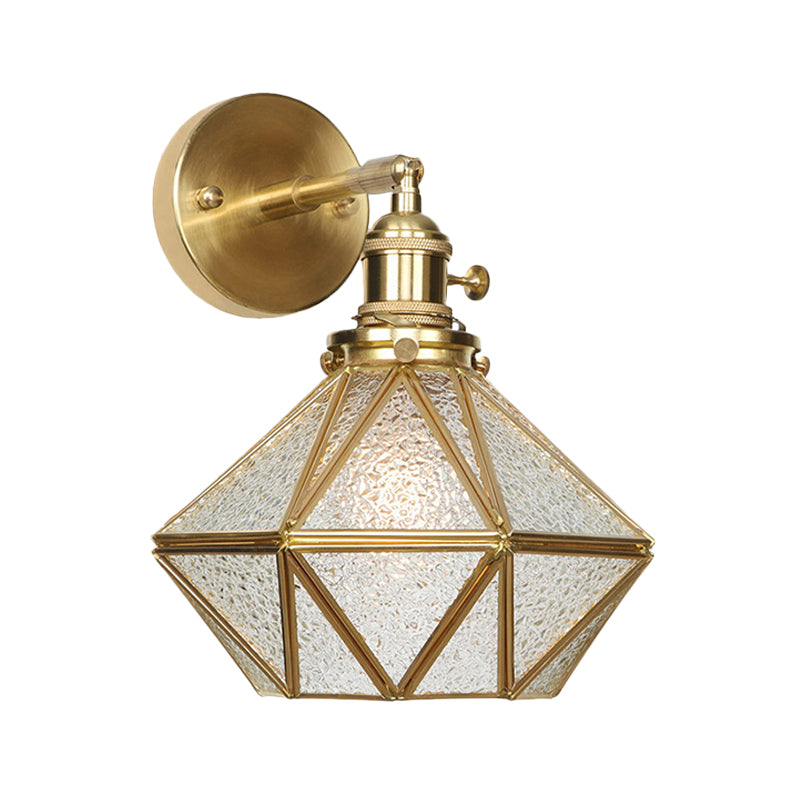 Geometric Brass Wall Sconce Prismatic Glass Shade 1 Bulb Modern Wall Mount Light Fixture