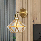 Geometric Brass Wall Sconce Prismatic Glass Shade 1 Bulb Modern Wall Mount Light Fixture