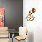 Geometric Brass Wall Sconce Prismatic Glass Shade 1 Bulb Modern Wall Mount Light Fixture