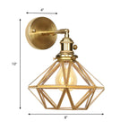 Geometric Brass Wall Sconce Prismatic Glass Shade 1 Bulb Modern Wall Mount Light Fixture