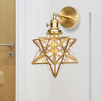 Geometric Brass Wall Sconce Prismatic Glass Shade 1 Bulb Modern Wall Mount Light Fixture