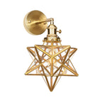Geometric Brass Wall Sconce Prismatic Glass Shade 1 Bulb Modern Wall Mount Light Fixture