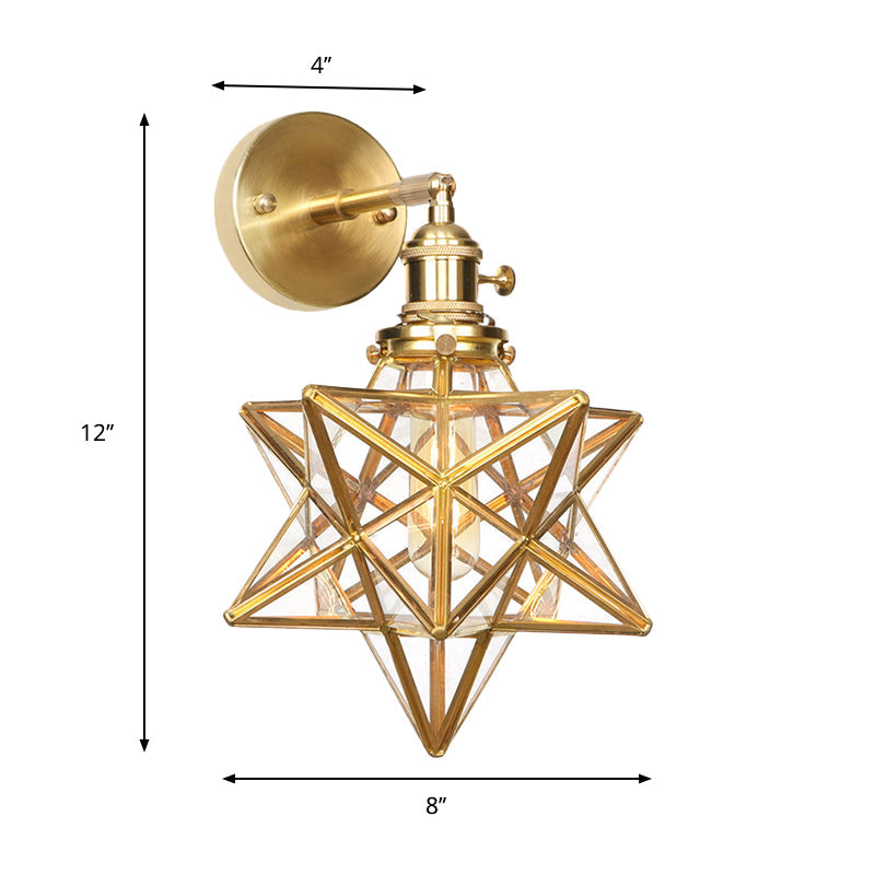 Geometric Brass Wall Sconce Prismatic Glass Shade 1 Bulb Modern Wall Mount Light Fixture