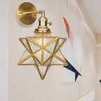 Geometric Brass Wall Sconce Prismatic Glass Shade 1 Bulb Modern Wall Mount Light Fixture