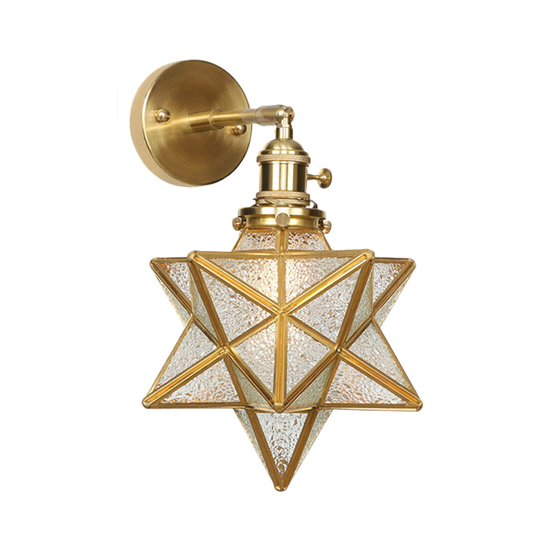 Geometric Brass Wall Sconce Prismatic Glass Shade 1 Bulb Modern Wall Mount Light Fixture