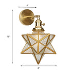 Geometric Brass Wall Sconce Prismatic Glass Shade 1 Bulb Modern Wall Mount Light Fixture