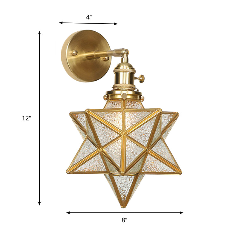 Geometric Brass Wall Sconce Prismatic Glass Shade 1 Bulb Modern Wall Mount Light Fixture