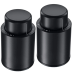 Vacuum Wine Bottle Stopper with Date Tracker Black ABS 2 or 4 Pack Preservation Seal