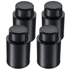 Vacuum Wine Bottle Stopper with Date Tracker Black ABS 2 or 4 Pack Preservation Seal
