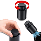 Vacuum Wine Bottle Stopper with Date Tracker Black ABS 2 or 4 Pack Preservation Seal