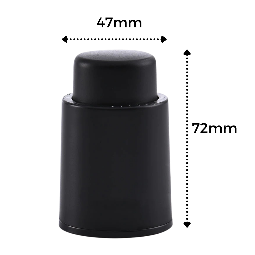 Vacuum Wine Bottle Stopper with Date Tracker Black ABS 2 or 4 Pack Preservation Seal