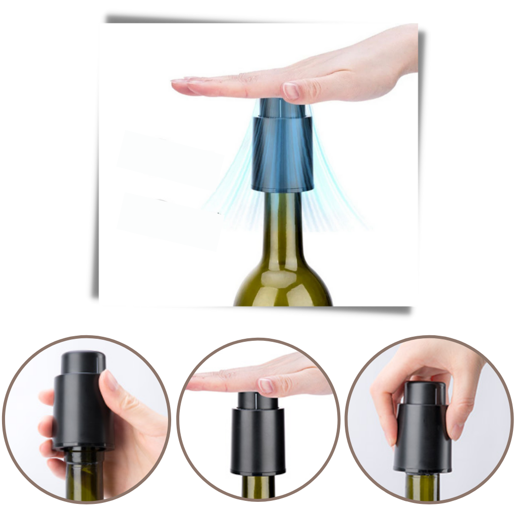 Vacuum Wine Bottle Stopper with Date Tracker Black ABS 2 or 4 Pack Preservation Seal