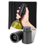 Vacuum Wine Bottle Stopper with Date Tracker Black ABS 2 or 4 Pack Preservation Seal