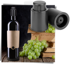 Vacuum Wine Bottle Stopper with Date Tracker Black ABS 2 or 4 Pack Preservation Seal