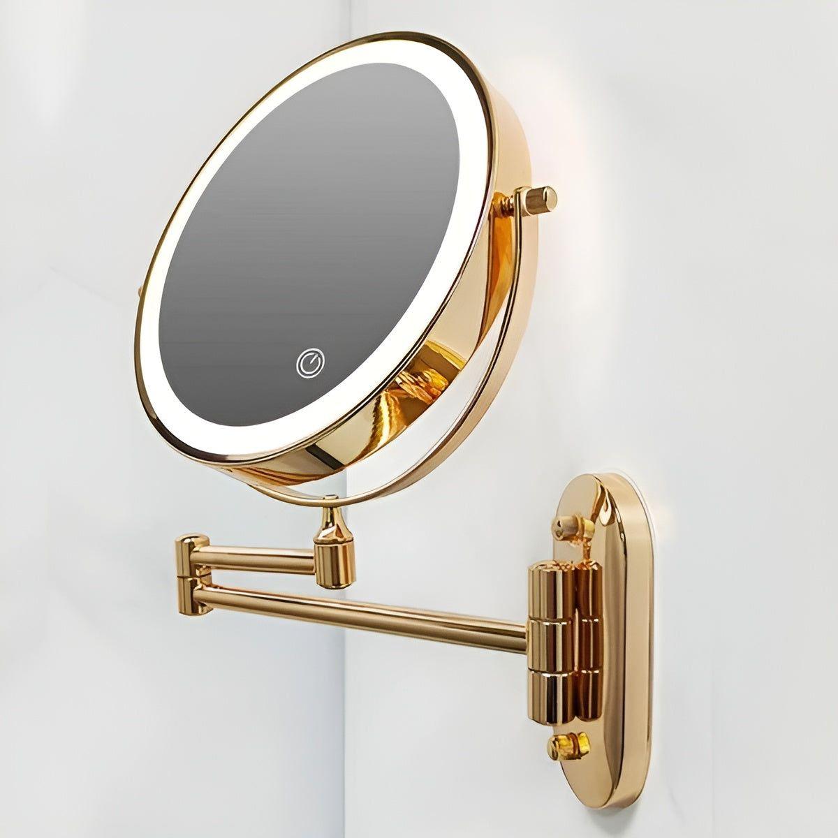 Rechargeable Foldable LED Makeup Mirror with 10x Magnification and Adjustable Brightness