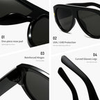 Oversized Aviator Sunglasses Women UV400 Protection Lightweight Durable AC Plastic Frame