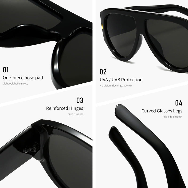 Oversized Aviator Sunglasses Women UV400 Protection Lightweight Durable AC Plastic Frame