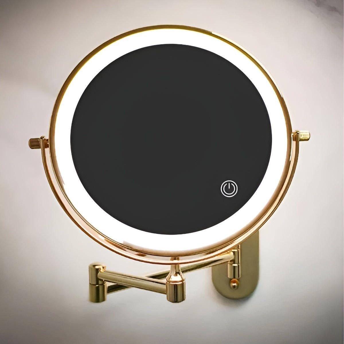 Rechargeable Foldable LED Makeup Mirror with 10x Magnification and Adjustable Brightness