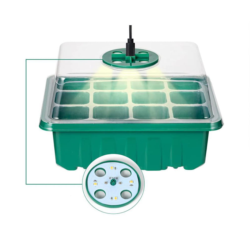 Seed Starter Trays with Grow Light Kit 5 Sets Adjustable Humidity Clear Root View Black Green