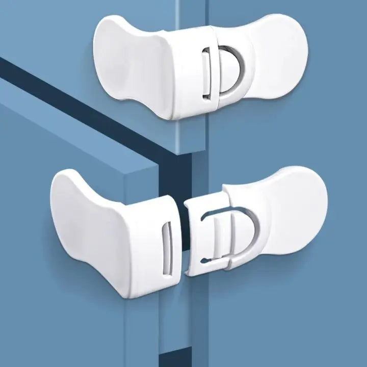 Child-Safe Drawer and Cabinet Locks 2+2 Pack White ABS Plastic Adhesive Safety Locks