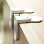 Child-Safe Drawer and Cabinet Locks 2+2 Pack White ABS Plastic Adhesive Safety Locks