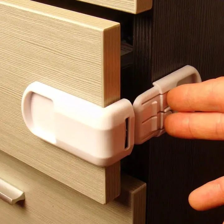 Child-Safe Drawer and Cabinet Locks 2+2 Pack White ABS Plastic Adhesive Safety Locks