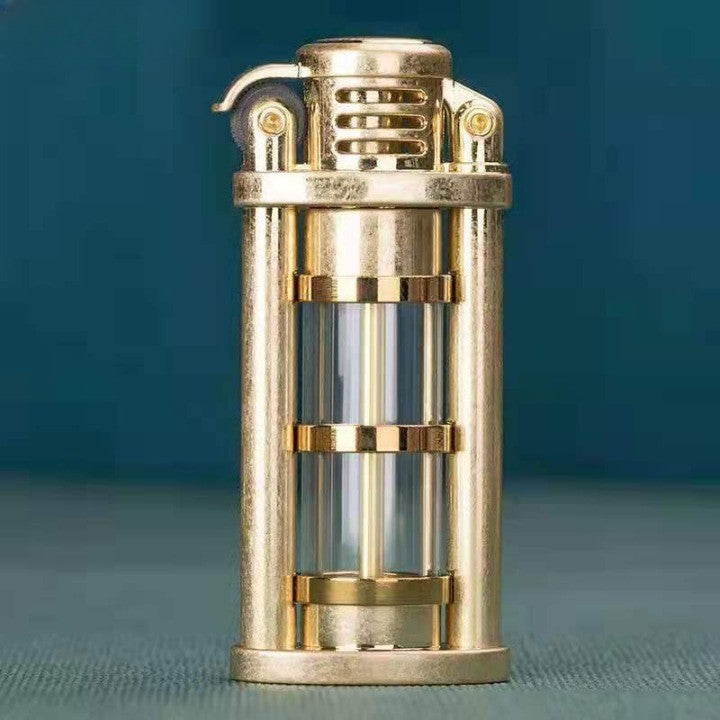 Transparent Windproof Metal Kerosene Flame Lighter Brass Compact 72mm